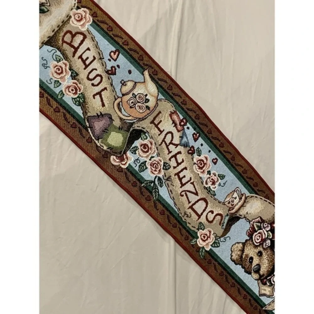 Boyds Bears Best Friends Afternoon Tea Tapestry Wall Hanging Bell Pull 7.5